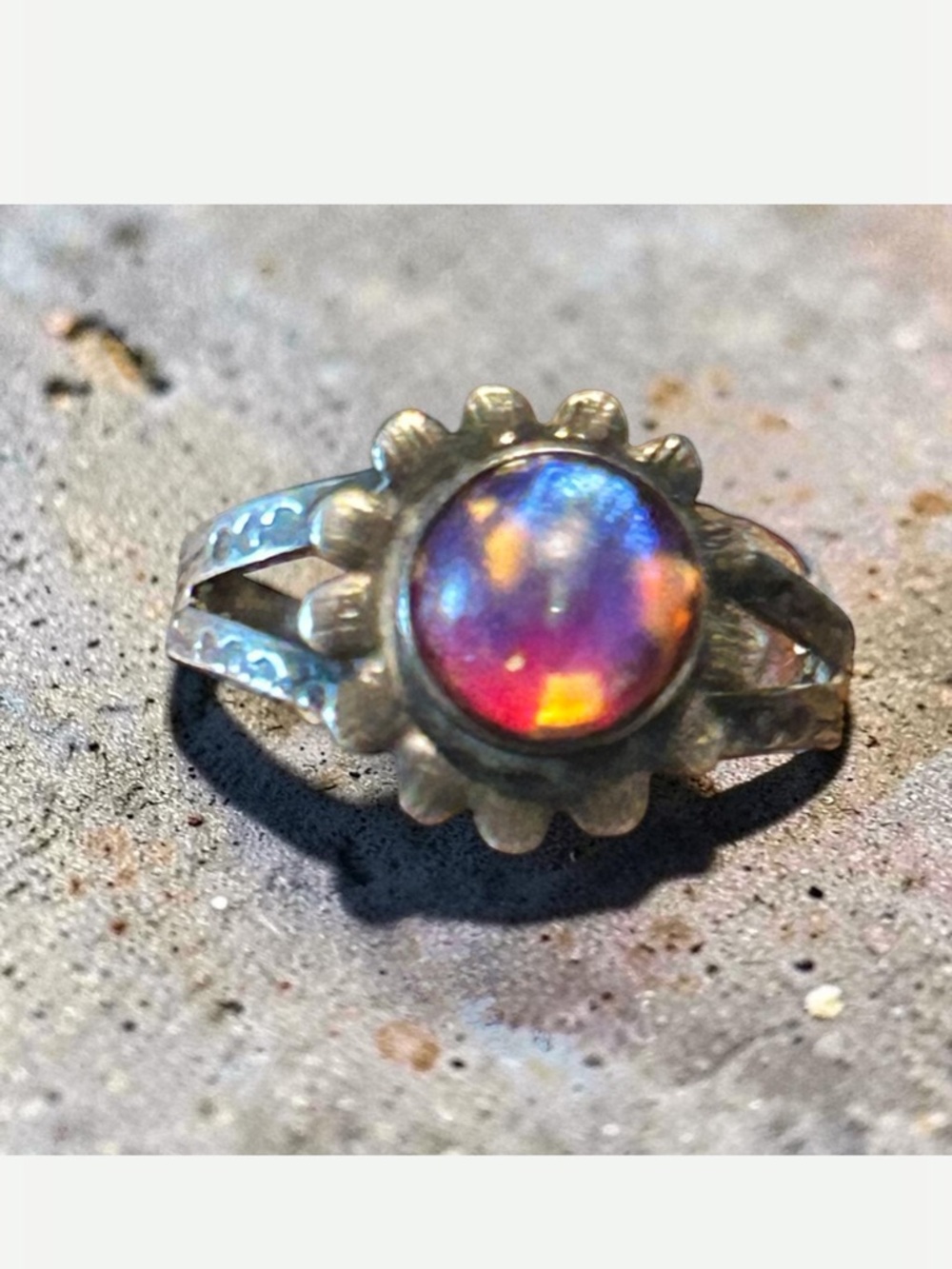 Vintage Sterling Dragon’s Breath Navajo “Fred Harvey” Era Split Shank Ring